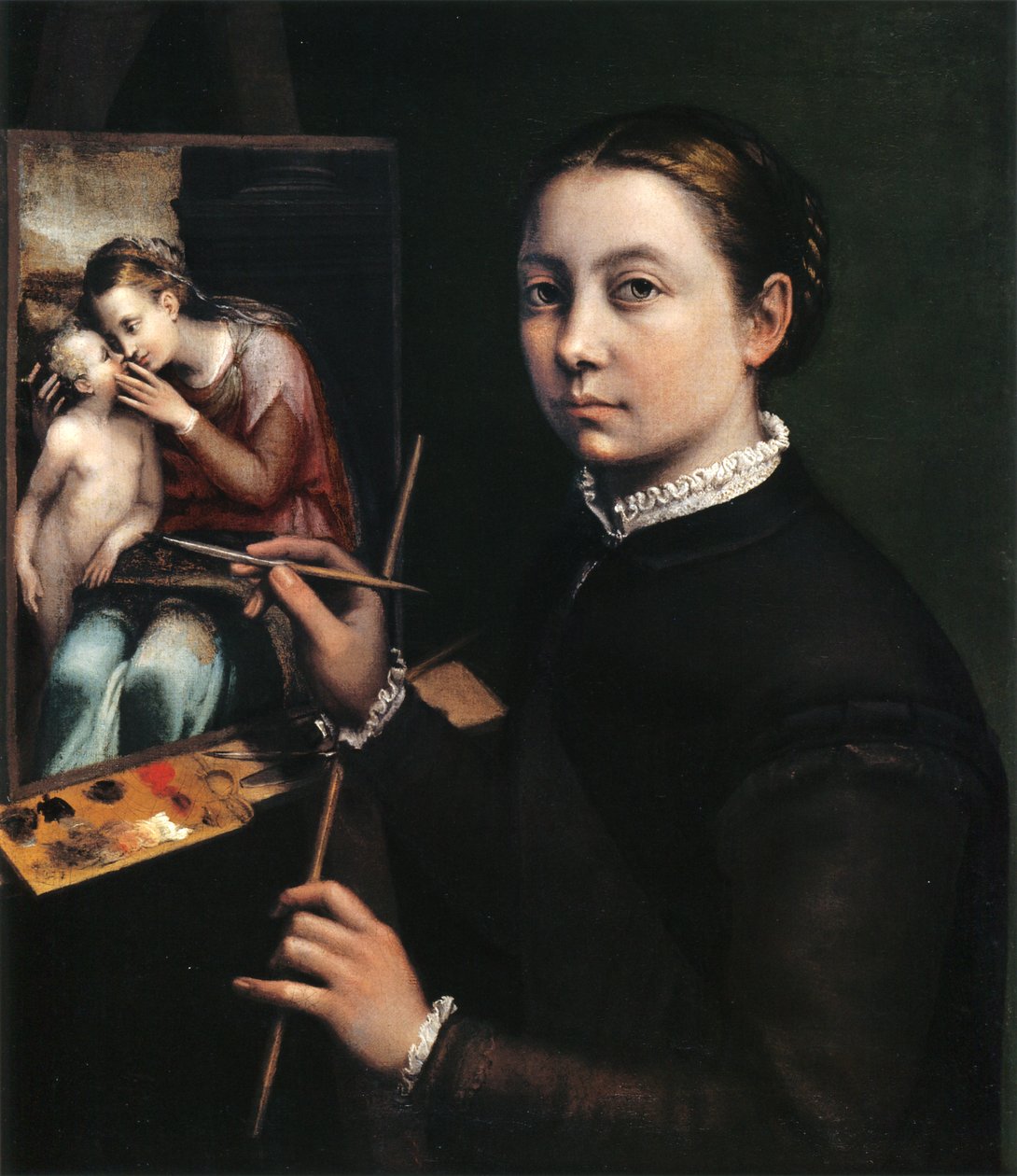 Önarckép a festőállványon alkotó: Sofonisba Anguissola