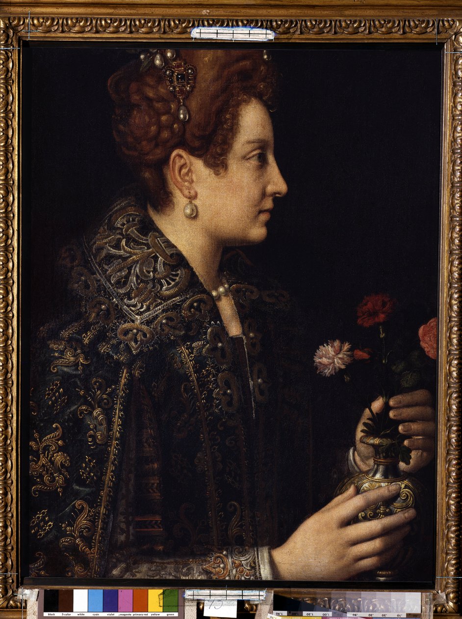 ""Profilos nő portréja"" (női portré) Sofonisba Anguissola festménye (kb. 1532-1625) Méret: 68,5x52,5 cm Ermitázs Múzeum, Szentpétervár alkotó: Sofonisba Anguissola