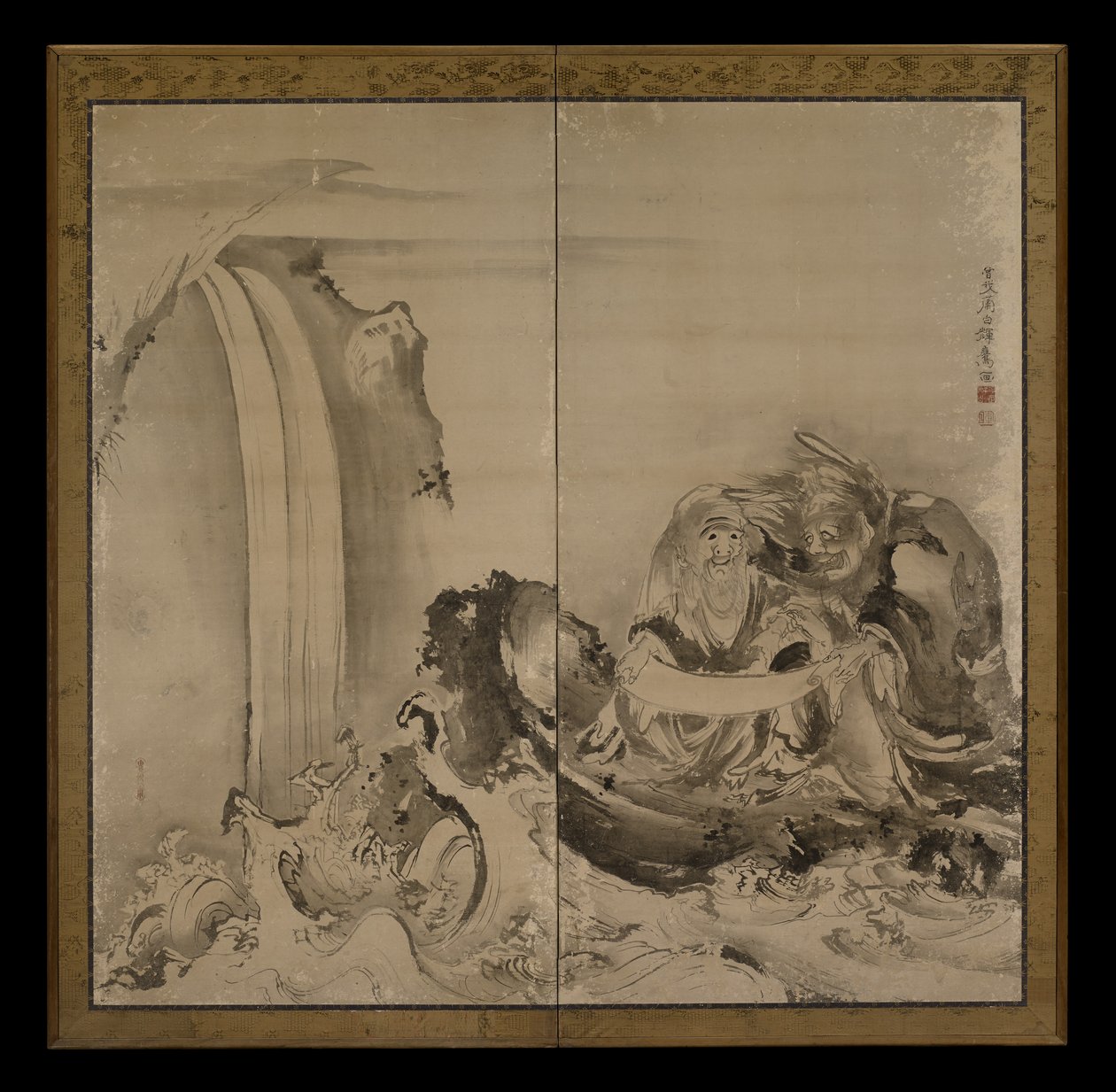 Két figura, 1770-es évek (tinta, papír) alkotó: Soga Shohaku