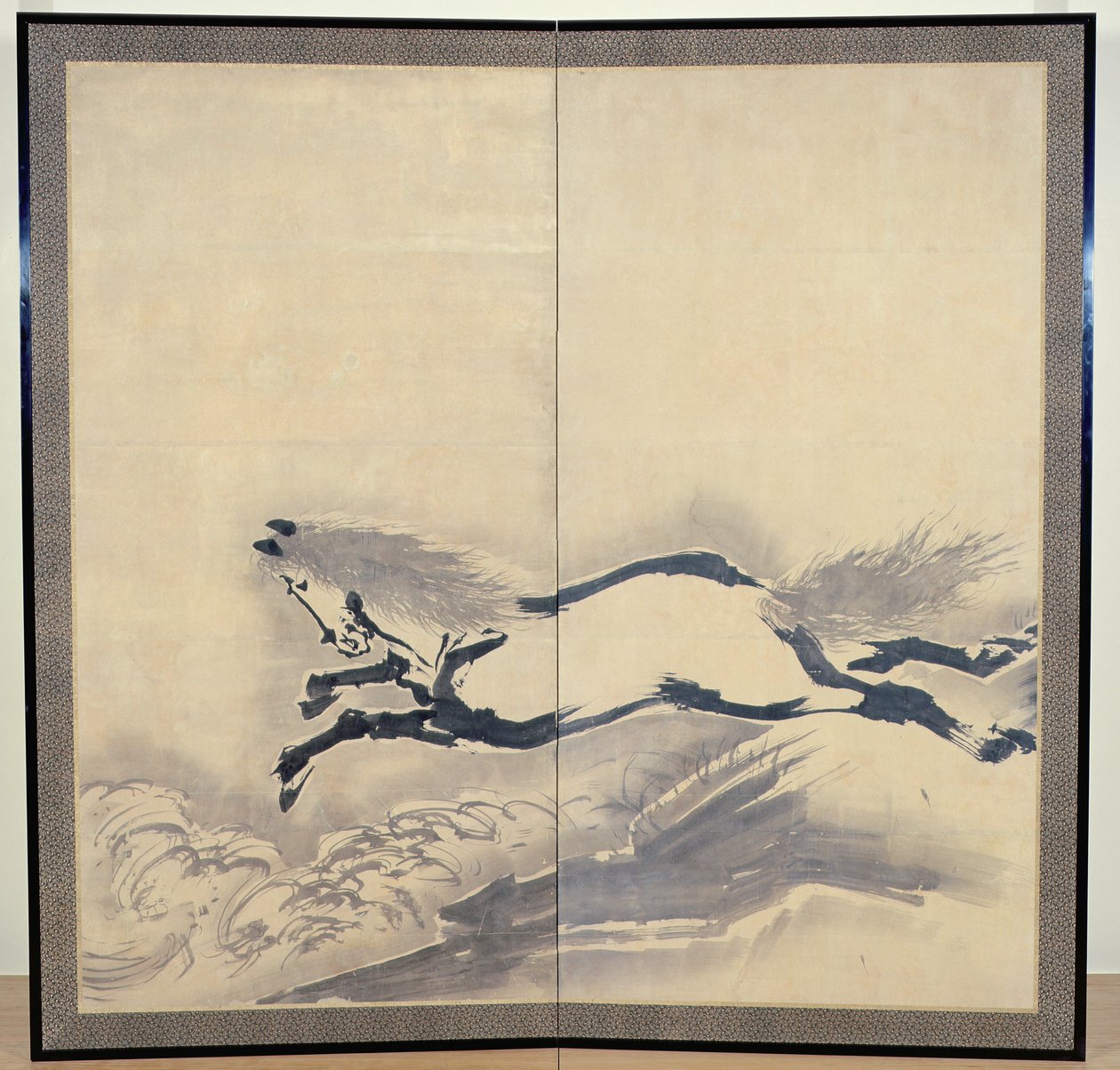 Lóugrás, japán, Edo-korszak, 18. század körül (tinta papíron) (egy pár) (lásd még: 121396) alkotó: Soga Shohaku
