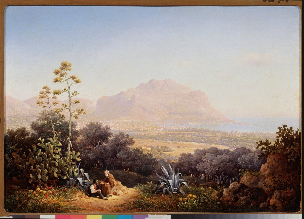 Palermo látképe (Szicília, Olaszország) (Palermo látképe) - Sokrat Maximovich Vorobyev (Vorobiev) festménye (1817-1888), olaj, vászon alkotó: Sokrat Maksimovich Vorobiev