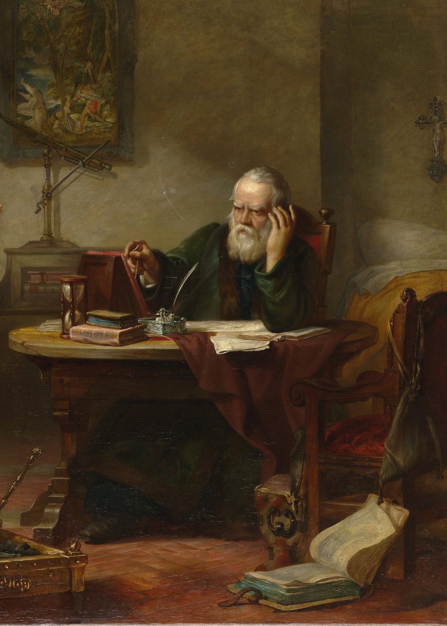 Részlet: John Milton meglátogatta Galileo Galileót, amikor az inkvizíció foglya volt Hart mellett, Solomon Alexander (1806-1881) alkotó: Solomon Alexander Hart