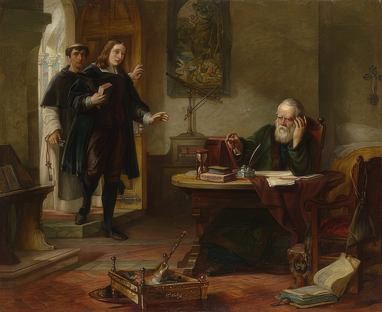 John Milton meglátogatja Galileo Galileit. 1847 alkotó: Solomon Alexander Hart