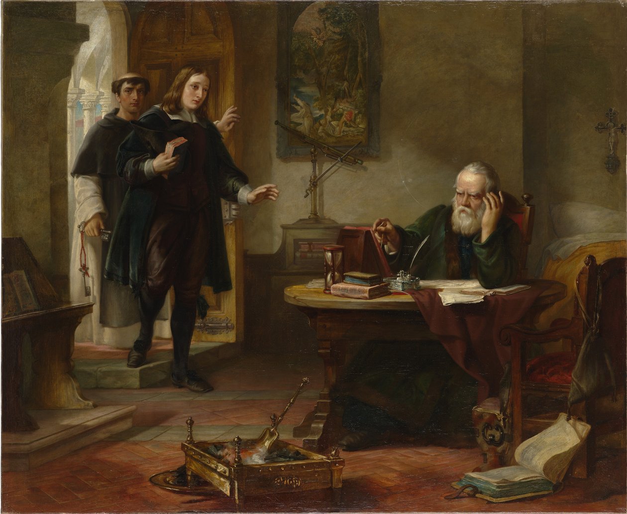 Milton Galileihoz látogat, amikor az inkvizíció foglya volt, 1847 alkotó: Solomon Alexander Hart