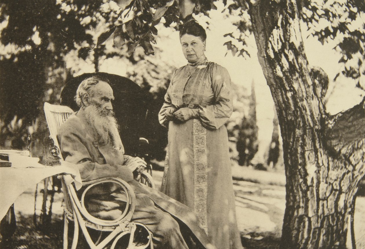 Lev Tolsztoj orosz író és felesége, Sophia a Fekete-tenger mellett, Krím, Oroszország, 1902 alkotó: Sophia Andreevna Tolstaya