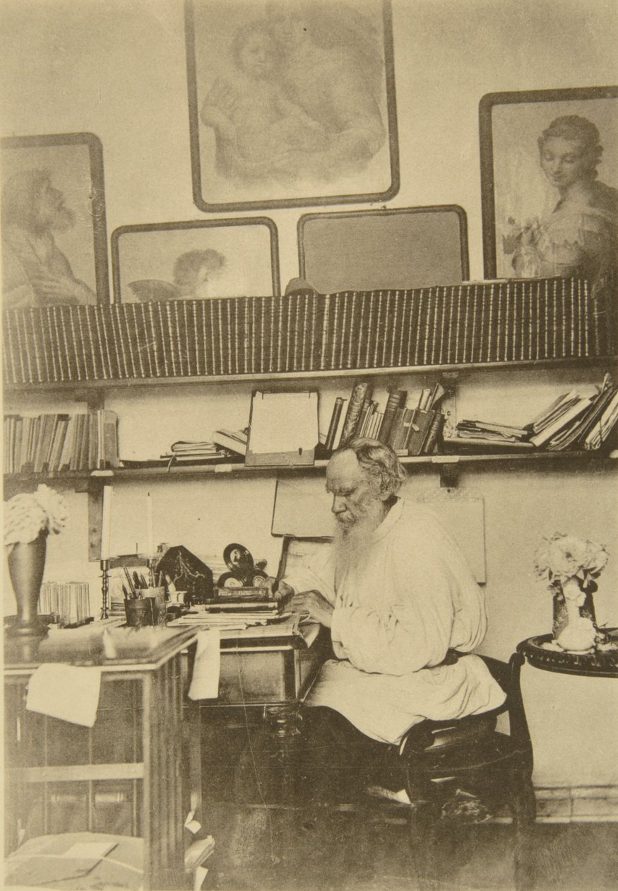 Leo Tolsztoj orosz író munkában, 1890-es évek alkotó: Sophia Andreevna Tolstaya