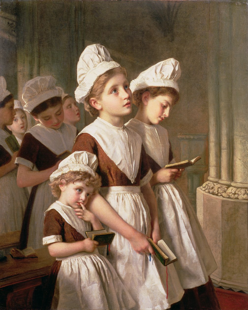 Foundling Girls at Prayer in the Chapel, 1877 körül alkotó: Sophie Gengembre Anderson