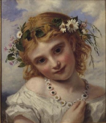Fiatal lány Marguerite füzérrel alkotó: Sophie Anderson