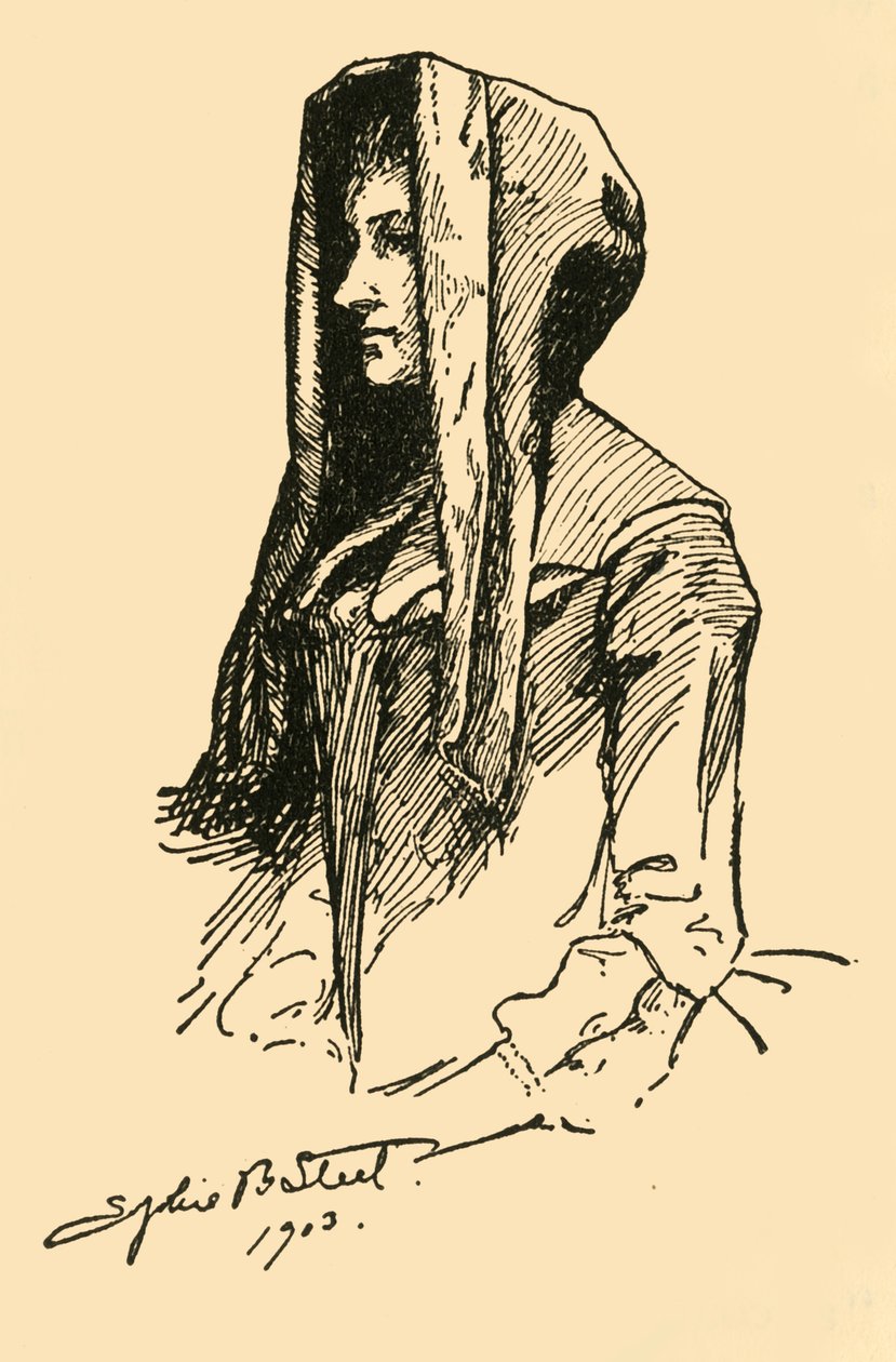 Camlet kapucni, eredeti ruhadarabból, c1702, 1903, 1937. alkotó: Sophie B. Steel