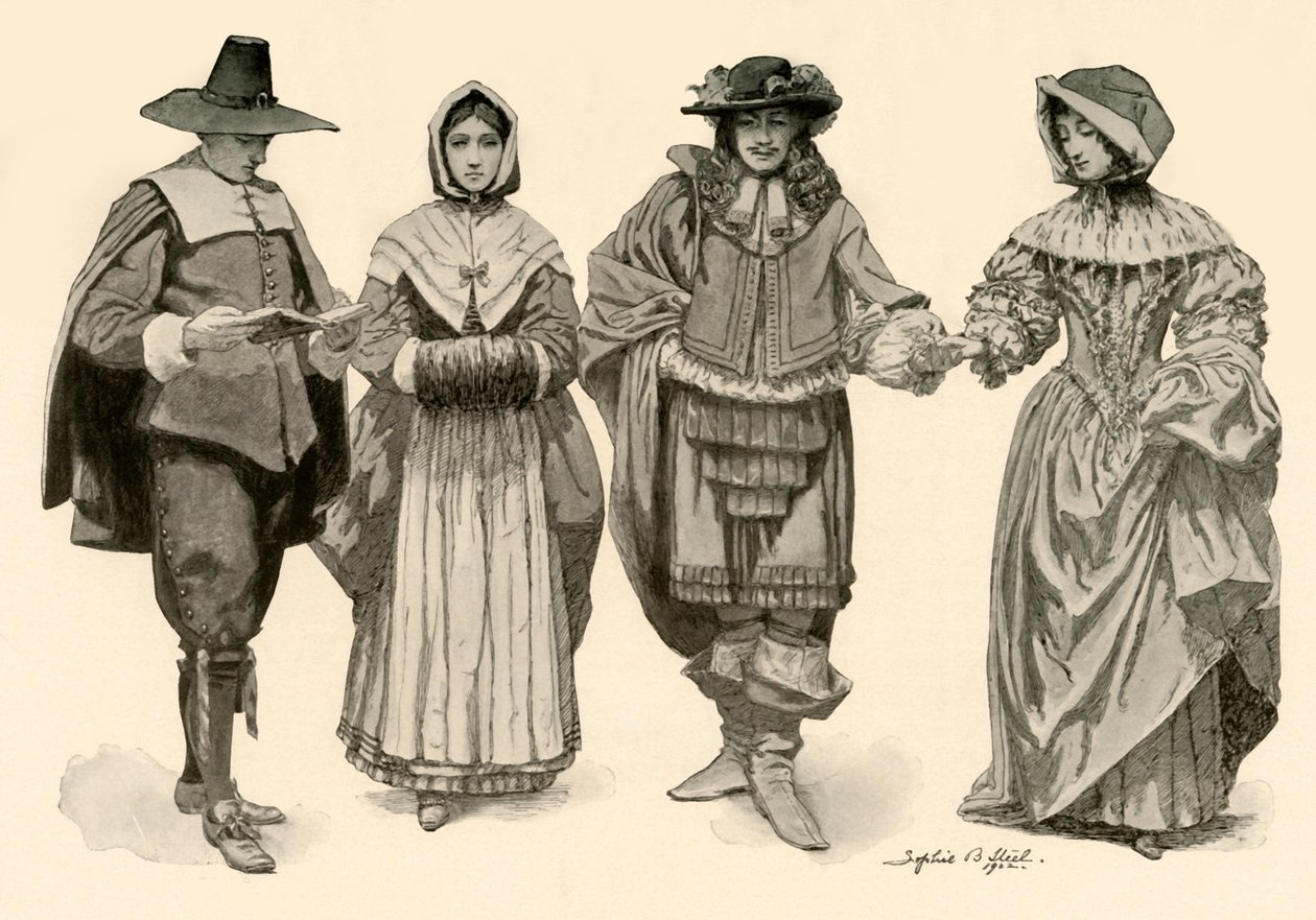 1620-1670, 1903, 1937 közötti ruházat. alkotó: Sophie B. Steel