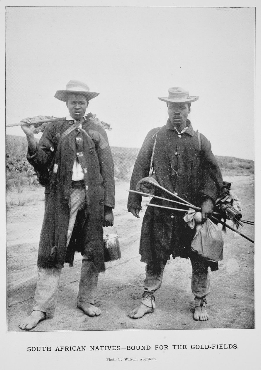 Dél-afrikai bennszülöttek a Goldfieldsbe utaznak, a fénykép Wilson Aberdeennek tulajdonítható alkotó: South African Photographer