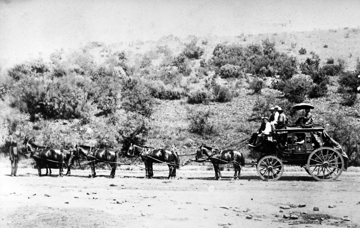 Stagecoach belép Pretoriába, 1895 körül alkotó: South African Photographer