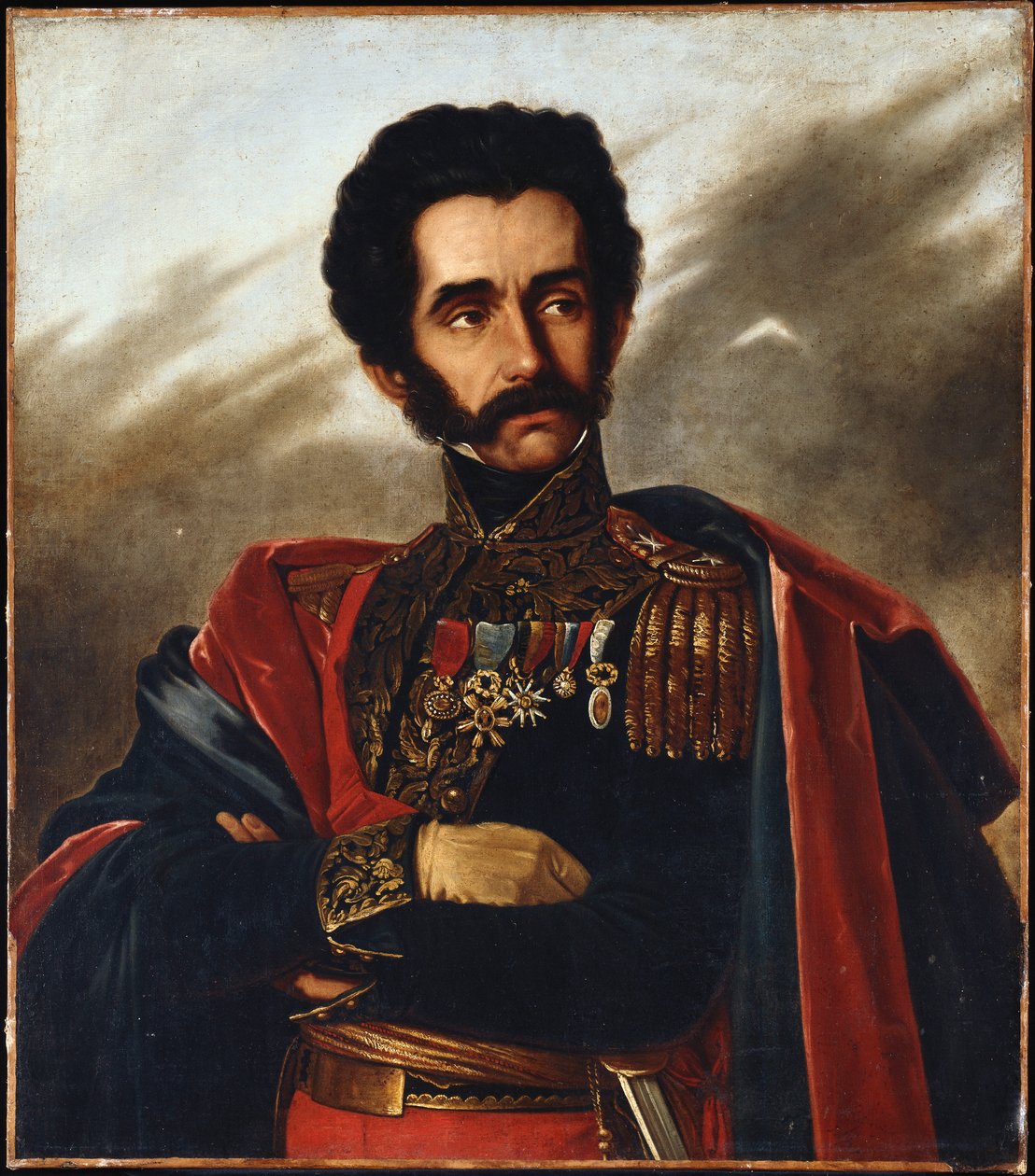 A Liberator, Simon Bolivar portréja, félhosszú, teljes ruha egyenruhában, 1840 körül alkotó: South African School