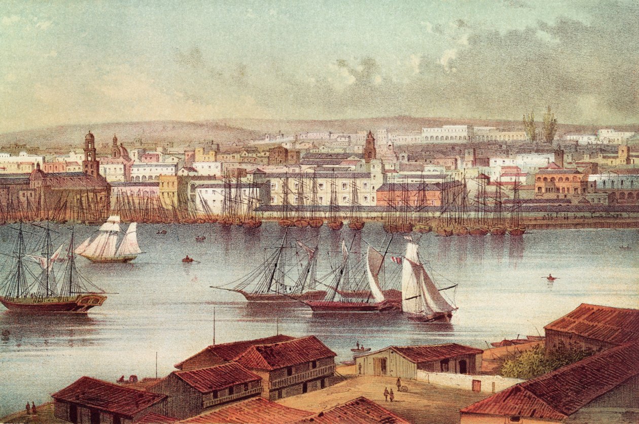 Kilátás Havannára, Kuba, 19. század közepe alkotó: American School