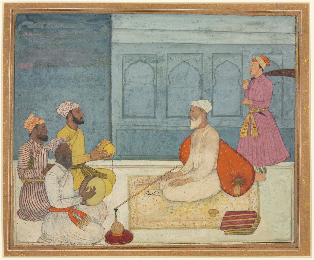 Szultán és zenészek, 1650 körül (fedetlen akvarell és arany, papír) alkotó: South Indian School