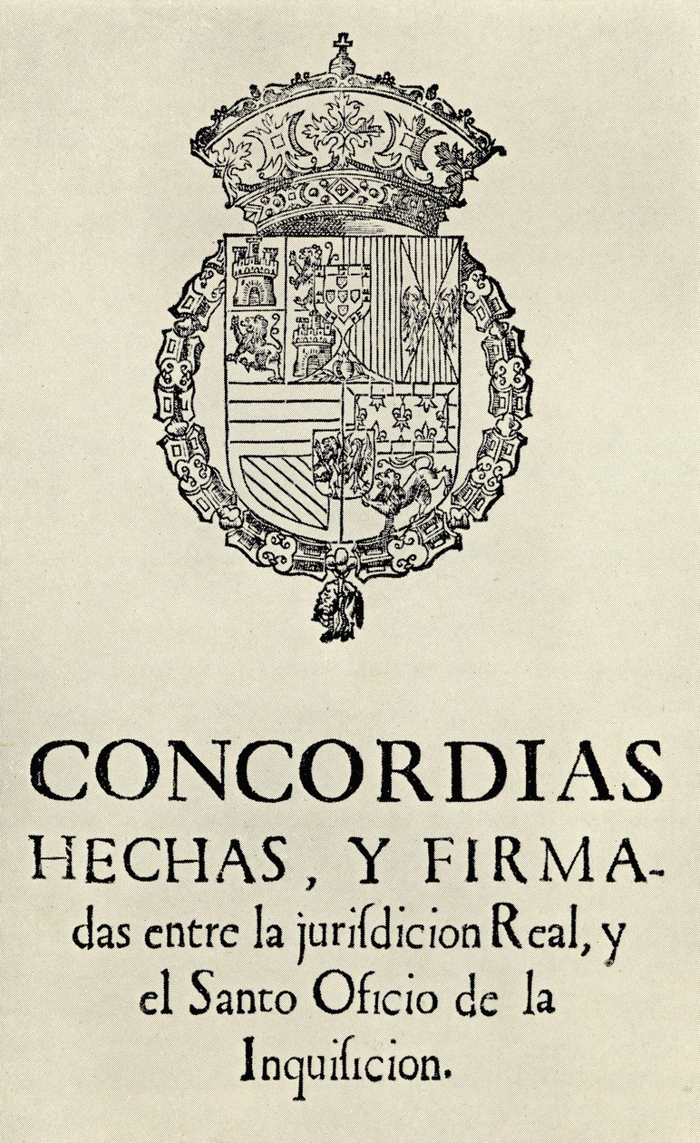 Megállapodás a valenciai inkvizíció tagjai között, 1568, Cecil Roth „The Spanish Inquisition” című könyvéből, 1937-ben alkotó: Spanish School