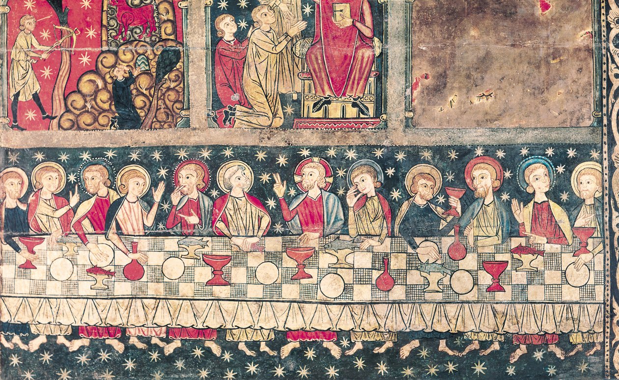 Szent Mihály oltár homlokzata, a siguerolai Sant Miquel templomból (tempera a panelen) (219654-es részlet) alkotó: Spanish School