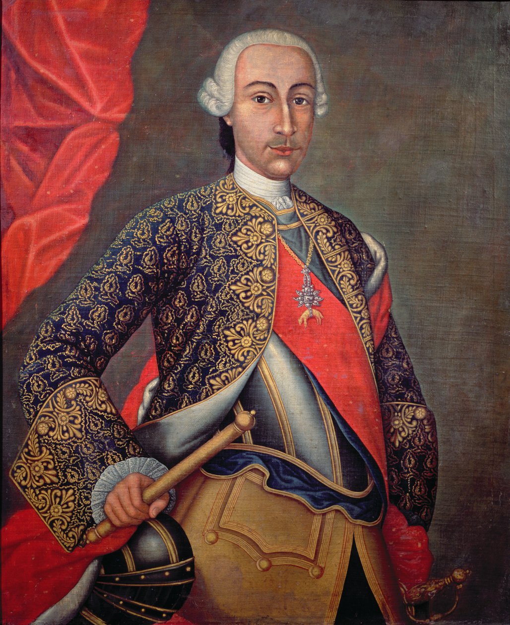 III. Károly (1716-88) páncélban és az Aranygyapjú Rendben alkotó: Spanish School