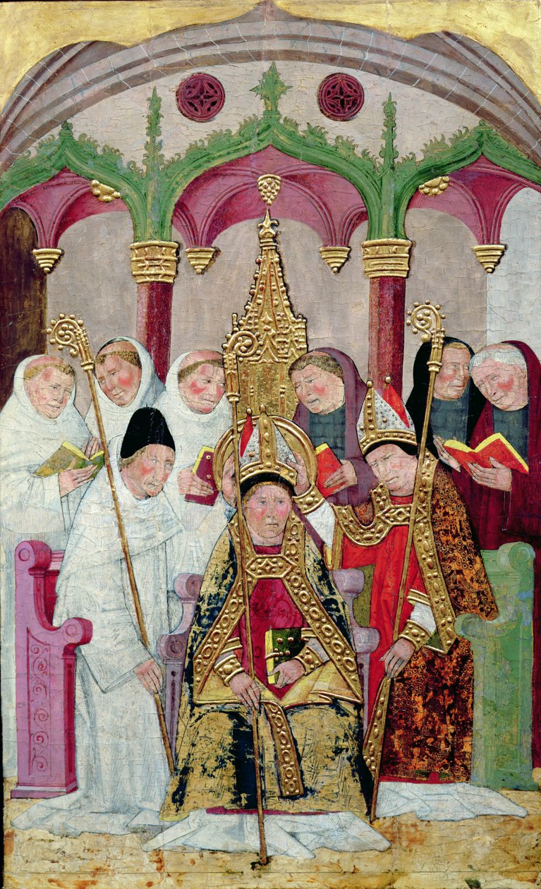 Püspökszentelés, Valenciai Iskola (olaj és arany a táblán) alkotó: Spanish School