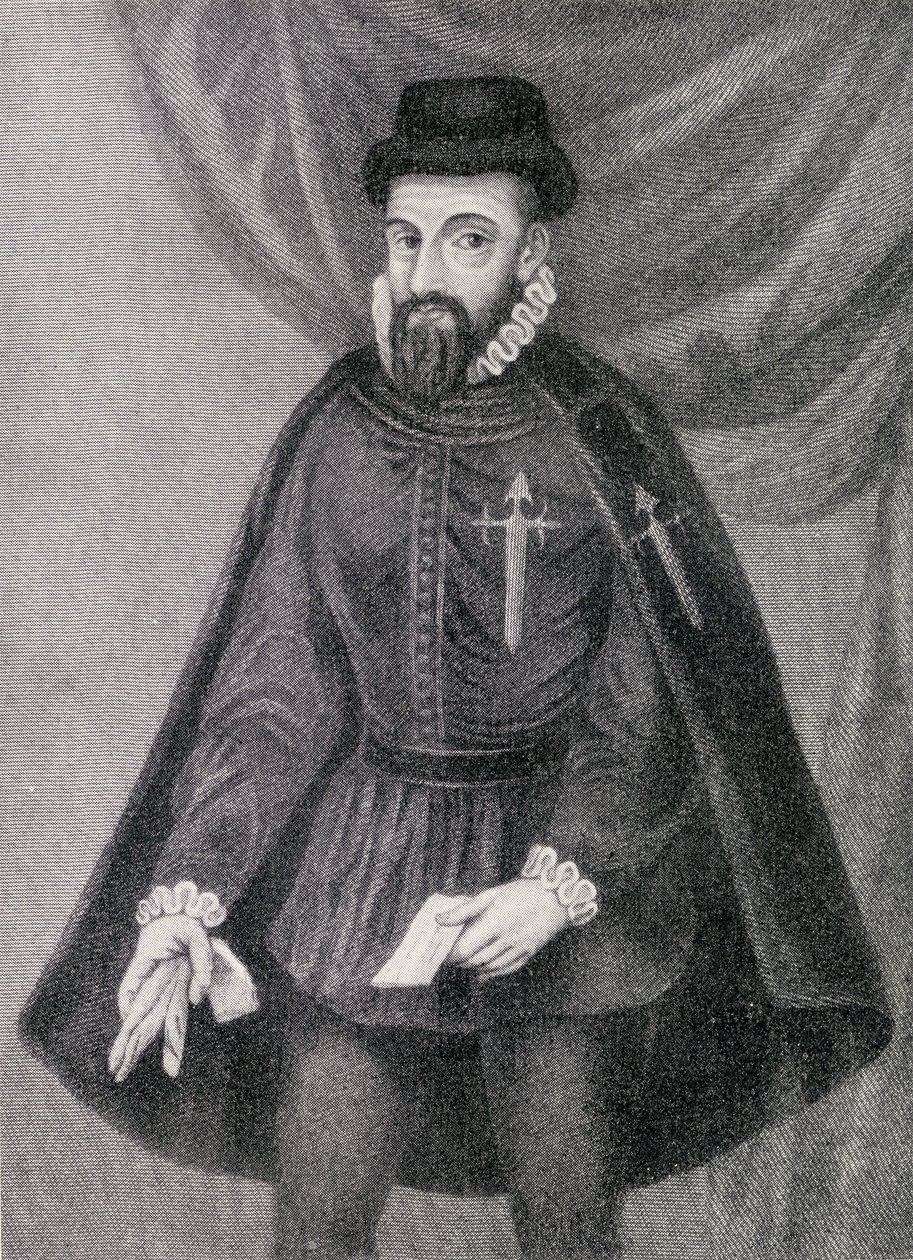 Francisco Pizarro (kb.1475-1541) illusztrációja az 1920-ban megjelent „The Quest of The Indias”-ből alkotó: Spanish School