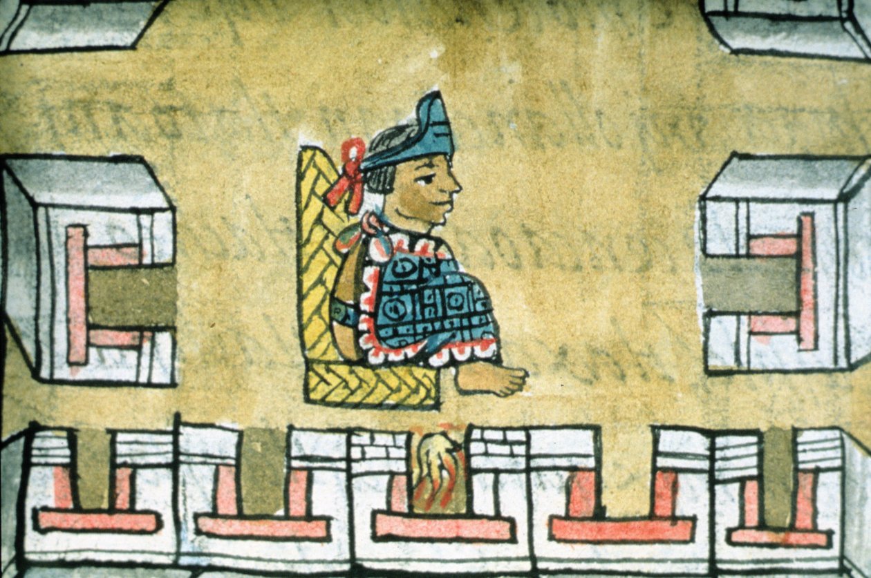 Palat asszony. 218-220 IX. könyv Montezuma II (1466-1520), Bernardino de Sahagun „Firenzei kódexéből”, 1540-85 körül alkotó: Spanish School