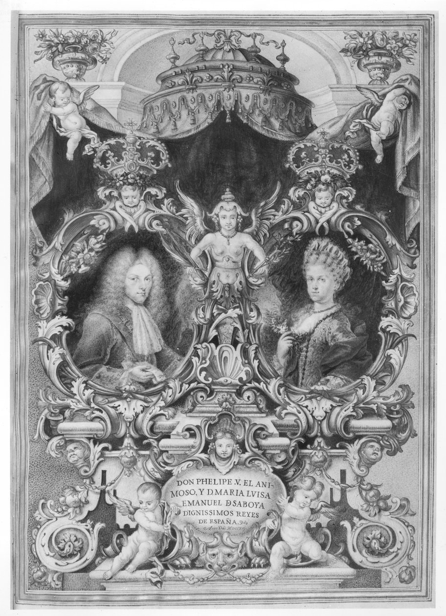 V. Fülöp (1683-1746) spanyol király és Mária Lujza (1688-1714) savoyai király, 1713 alkotó: Spanish School