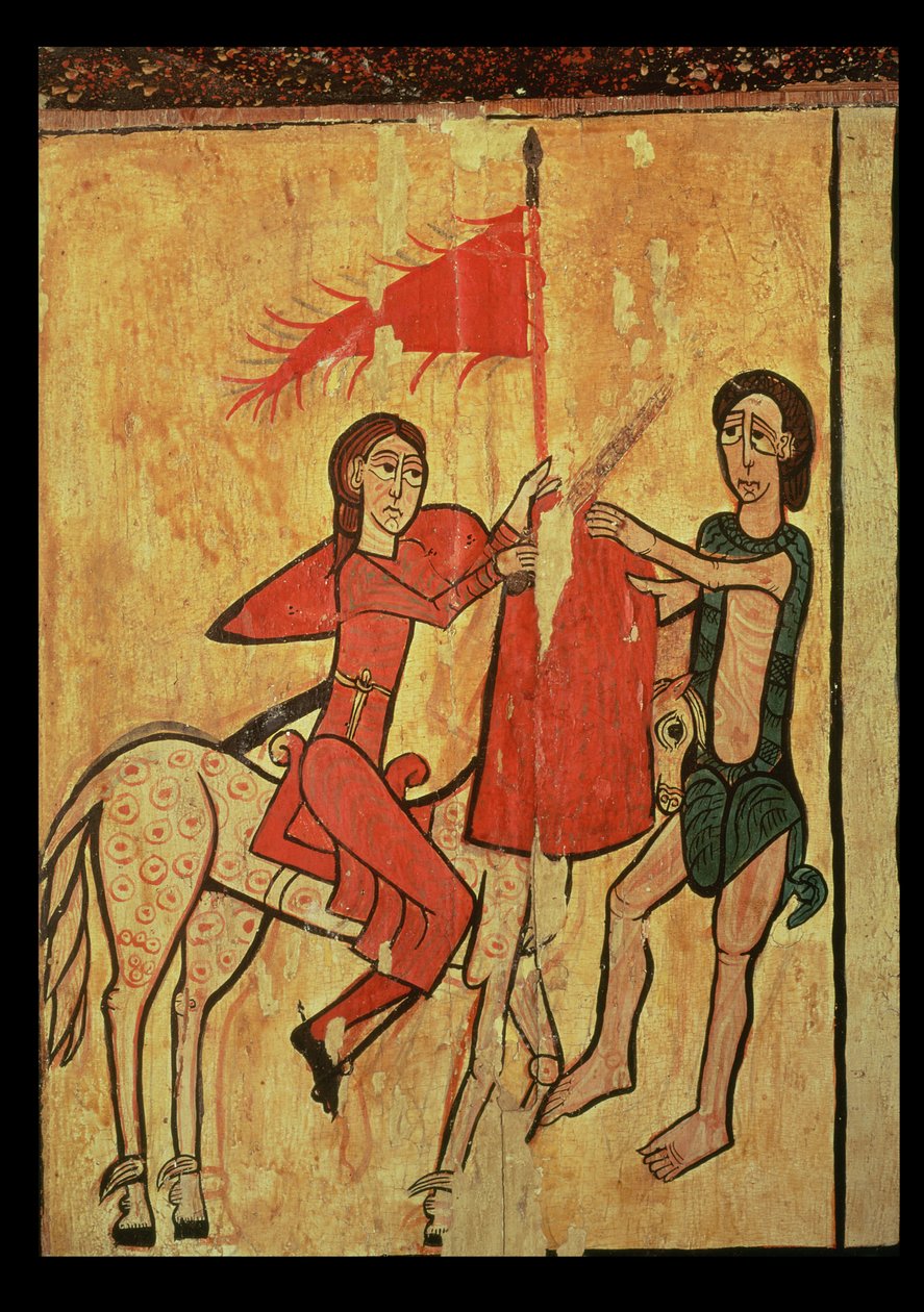 Szent Márton és a koldus, részlet a Sant Marti de Puigbo oltár homlokzatáról, Gombren (tempera a panelen) alkotó: Spanish School