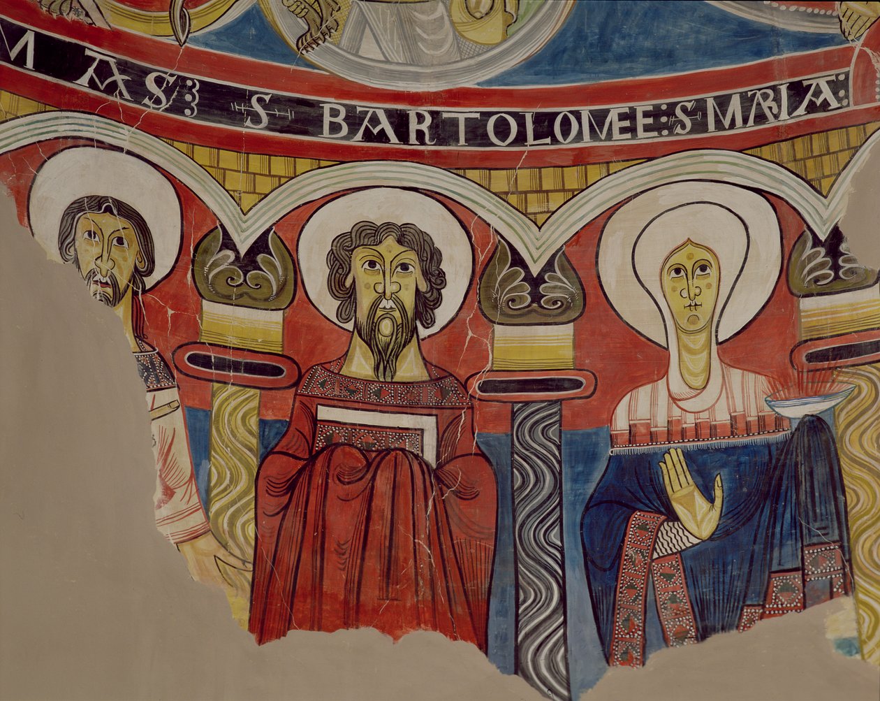Szent Tamás, Szent Bertalan és Mária Magdolna, a 12. századi eredeti másolata alkotó: Spanish School