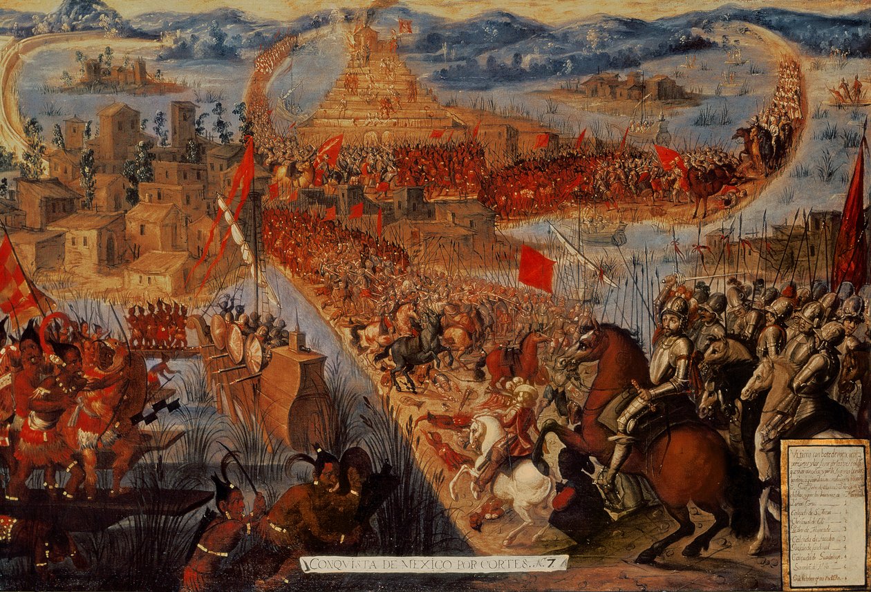 Tenochtitlan meghódítása, a „Mexikó meghódítása” sorozatból alkotó: Spanish School