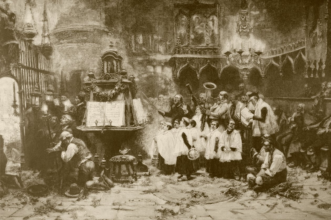 A magas mise J. Benlliure festménye nyomán, M. Weber metszetében, az „Album Artistico”-ból, 1890 körül. alkotó: Spanish School
