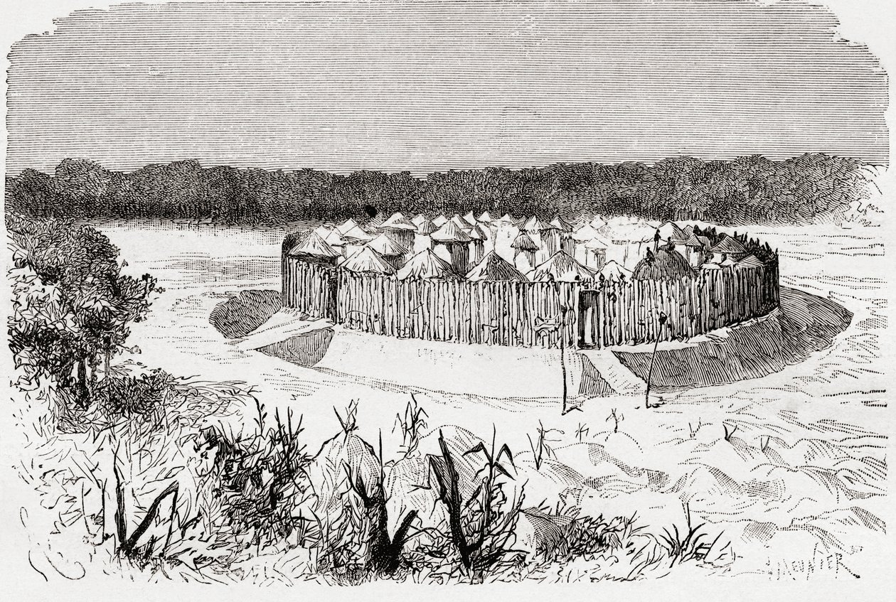 Combo-Combo falu Közép-Afrikában, az „Africa Pintorescából”, 1888-ban jelent meg alkotó: Spanish School