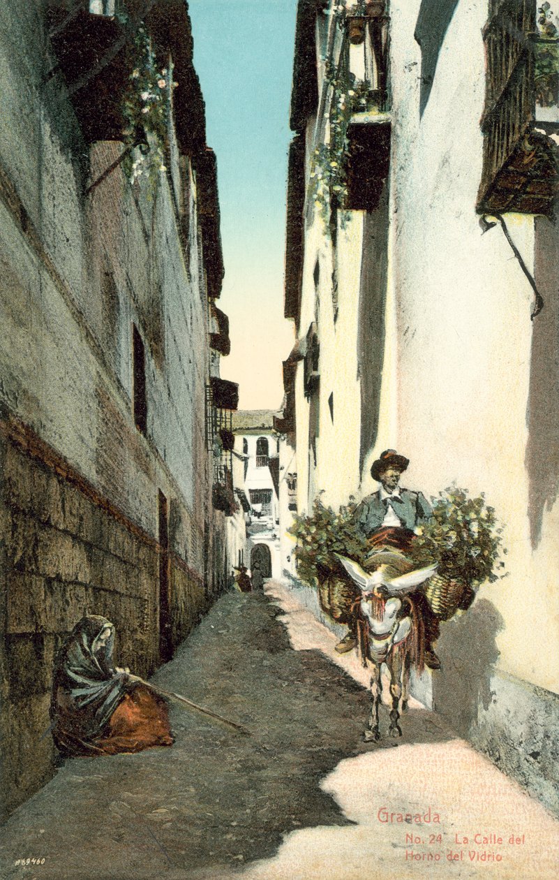 Granada, La Calle Del Horno Del Vidrio, Spanyolország (színes fénykép) alkotó: Spanish Photographer