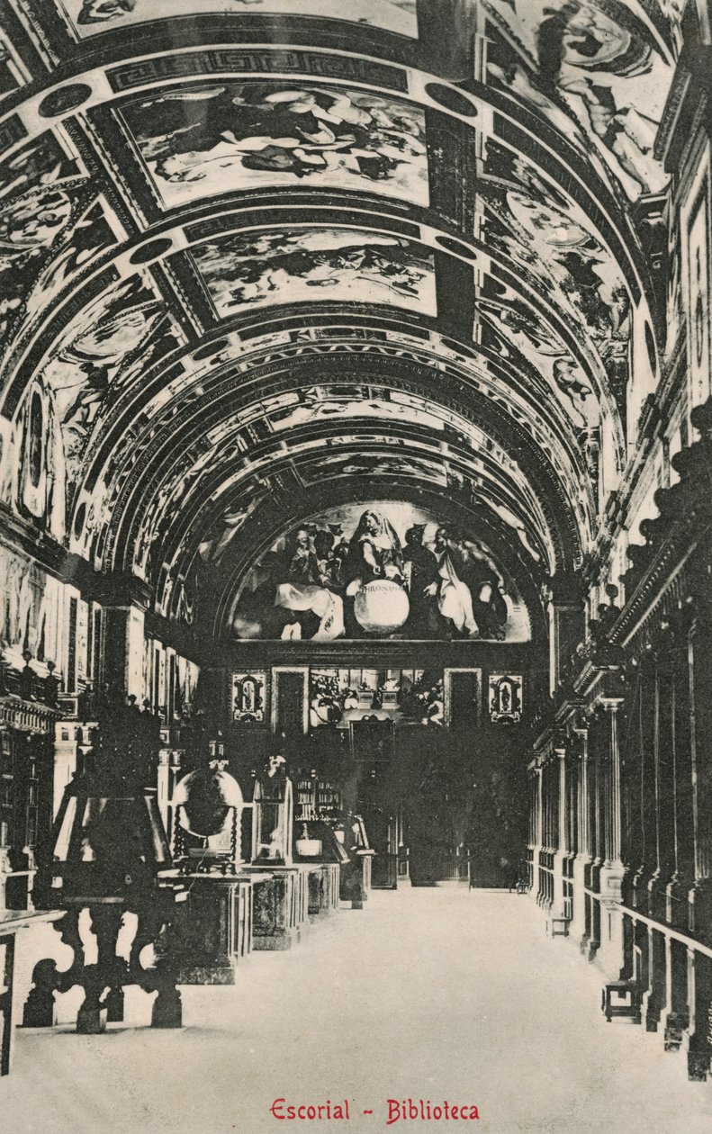 El Escorial könyvtár, Spanyolország (fekete-fehér fotó) alkotó: Spanish Photographer