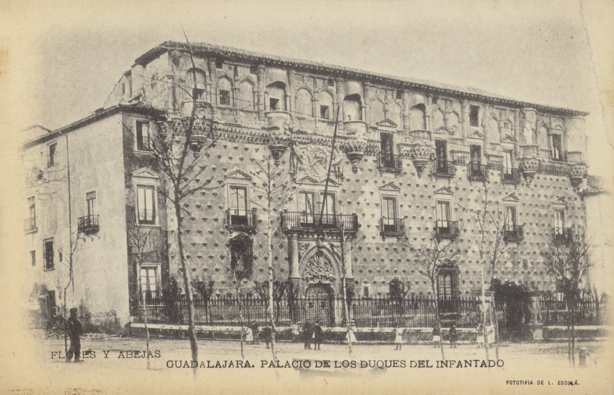 Palacio del Infantado, Gudalajara, Spanyolország (fekete-fehér fotó) alkotó: Spanish Photographer