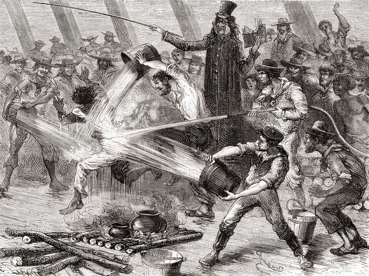 Egy vonalátlépési ceremónia a Simon Bolivar fedélzetén alkotó: Spanish School