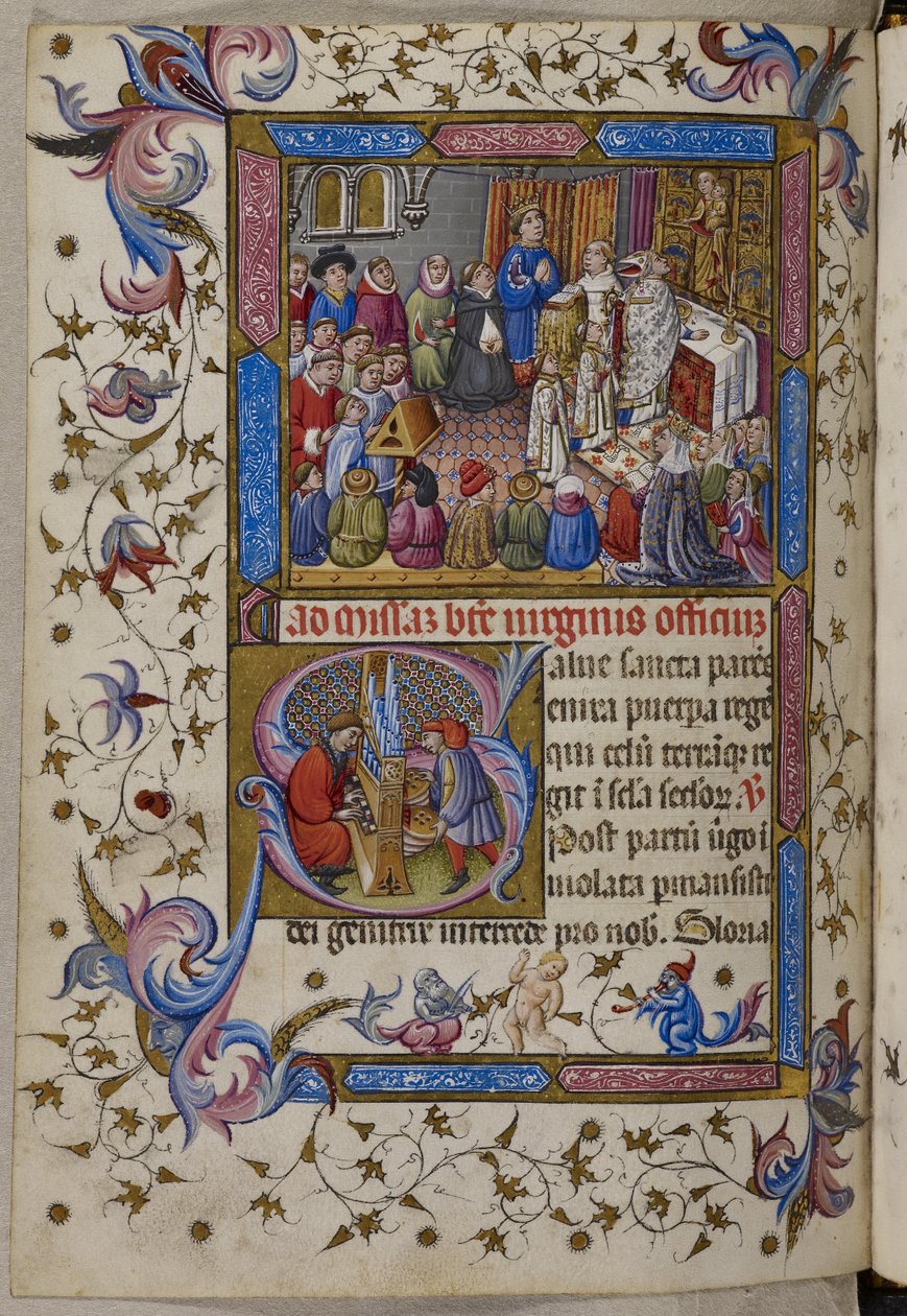 Hozzáadás. 28962, f.281v, V. Alfonz részt vesz a misén, a Zsoltártól és az Aragóniai V. Alfonz óráitól. c.1442 (vellum) alkotó: Spanish School