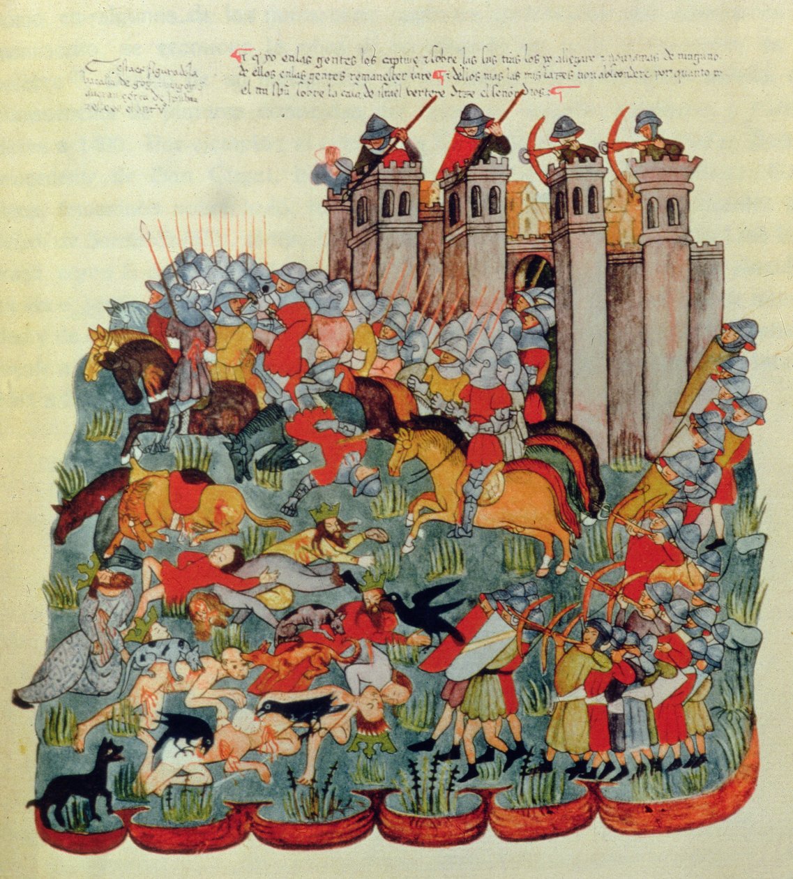 Csatajelenet, a Biblia de la Casa de Alba-ból alkotó: Spanish School