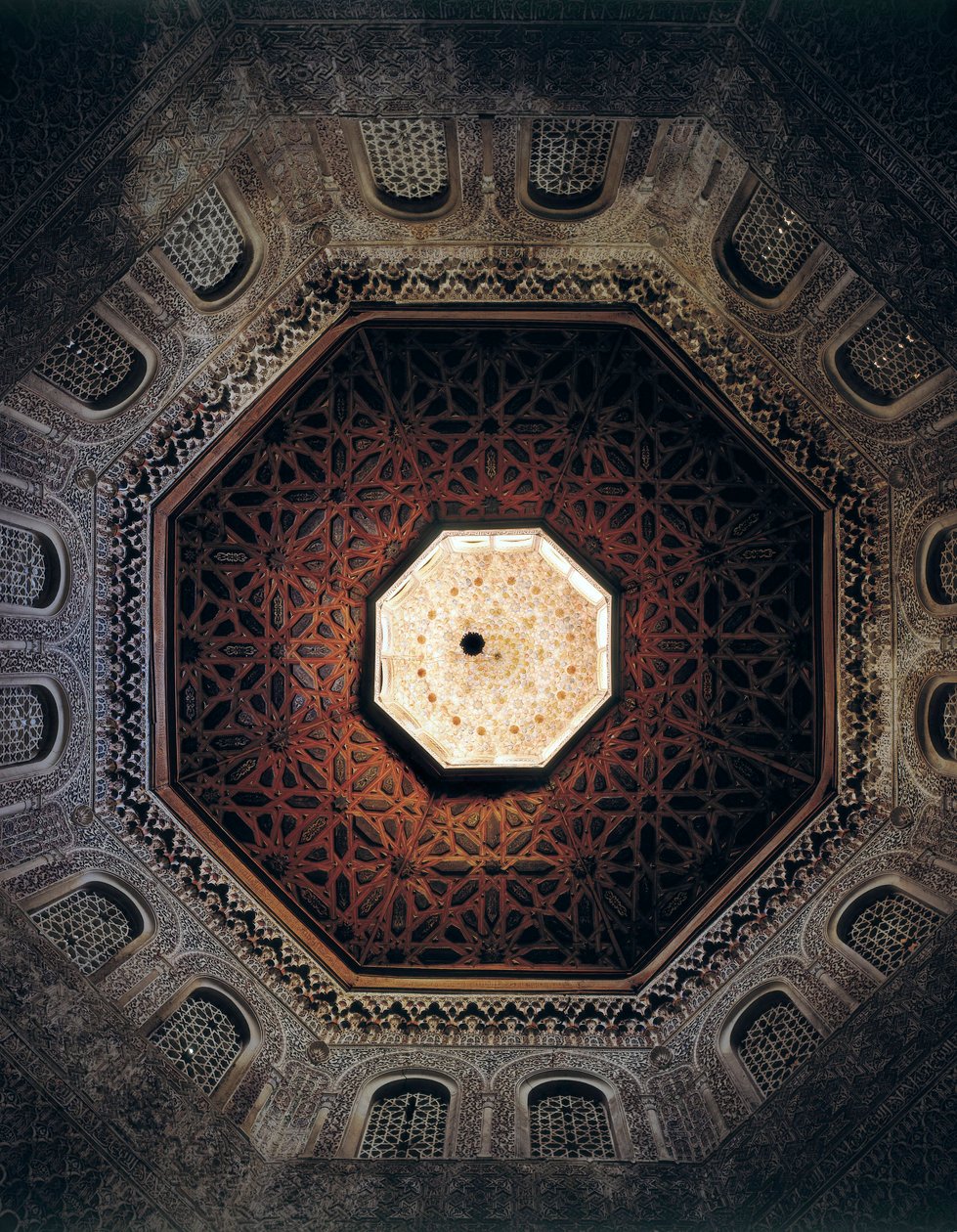 A granadai Madrasa mennyezete, Spanyolország, 1349-ben épült (fotó) alkotó: Spanish School