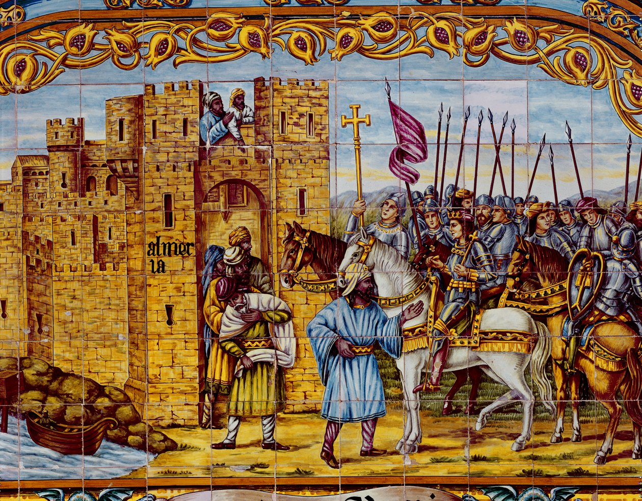 Almeria meghódítása a katolikus királyok által 1488-ban (kerámia) (400253 részlet) alkotó: Spanish School