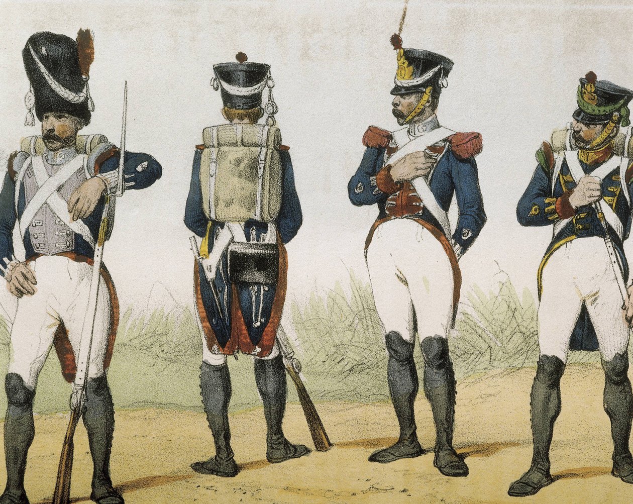 DE SOTTO, Serafin Maria, Clonard grófja (1793 - 1862). Historia organica de las armas de Infanteria y Caballeria espanolas. 1851 - 1859. Gyalogosok VII. Ferdinánd spanyol király uralkodása alatt. Grenadier, lövész, őrmester és chasseur (1815-1820). Engrav alkotó: Spanish School