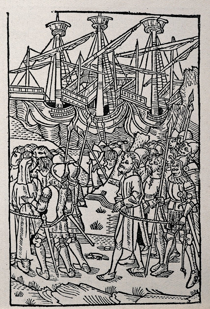 Metszet Vespasianus történetébe, 1495-ben Zaragozában nyomtatva (f/w illusztráció) alkotó: Spanish School
