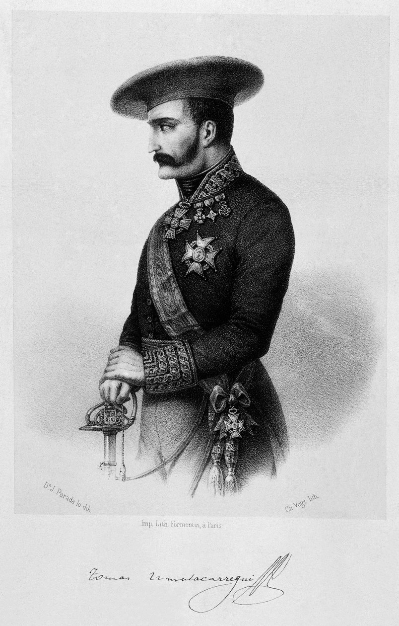 Első karlista háború (1833-1840): Tomas Zumalacarregui karlista tábornok (1788-1835) portréja alkotó: Spanish School