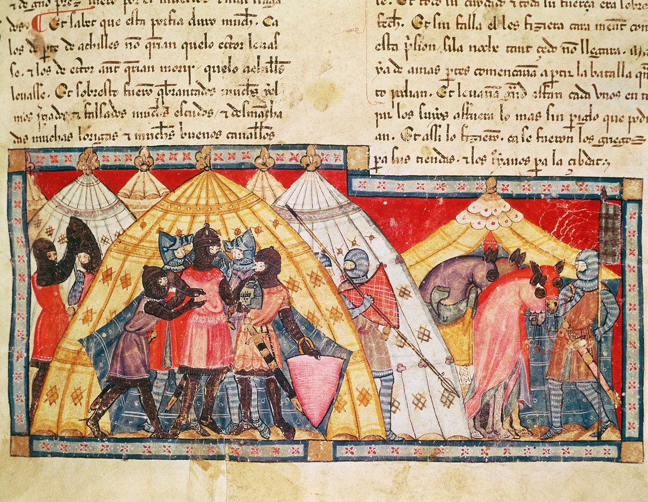 Fol.69r Antenor bebörtönzése, a Codex Benito Santa Mora-ból alkotó: Spanish School