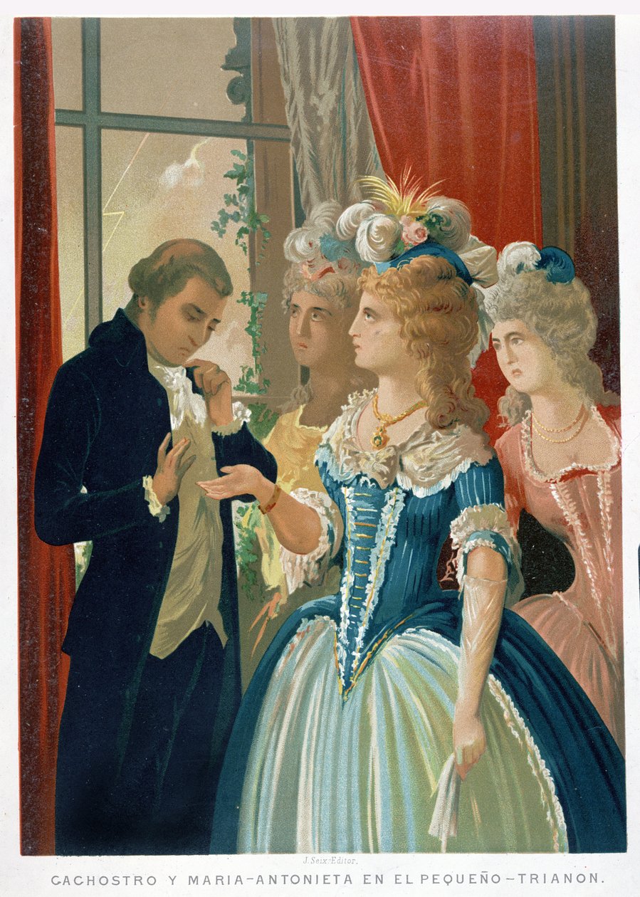 Marie-Antoinette és Cagliostro interjúja a Petit Trianonban alkotó: Spanish School