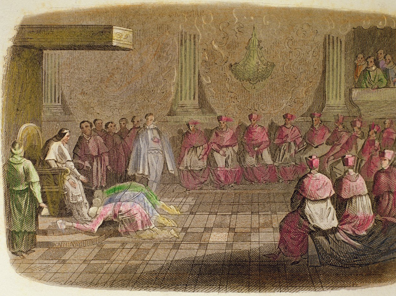 Japán nagykövetek borultak le XIII. Gergely pápa lábai előtt 1585-ben alkotó: Spanish School