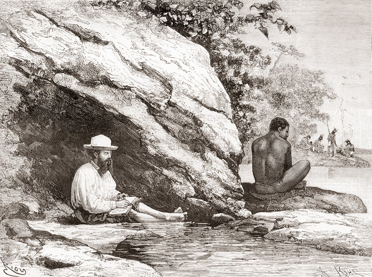 Jules Crevaux, amikor 1878-ban felfedezte Francia Guyanát, egy szikla árnyékában az Oyapock vagy az Oiapoque folyó partján alkotó: Spanish School