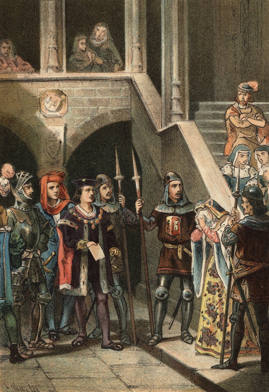 Leonor de Guzman XI. Alfonz király kedvencét Don Alfonso Fernandez de Olmedo állította meg és végezte ki Mária portugál királynő parancsára a 14. században. Juan Justo Huguet, Molinas Hermanos szerkesztői: „A szépség kultusza” alkotó: Spanish School