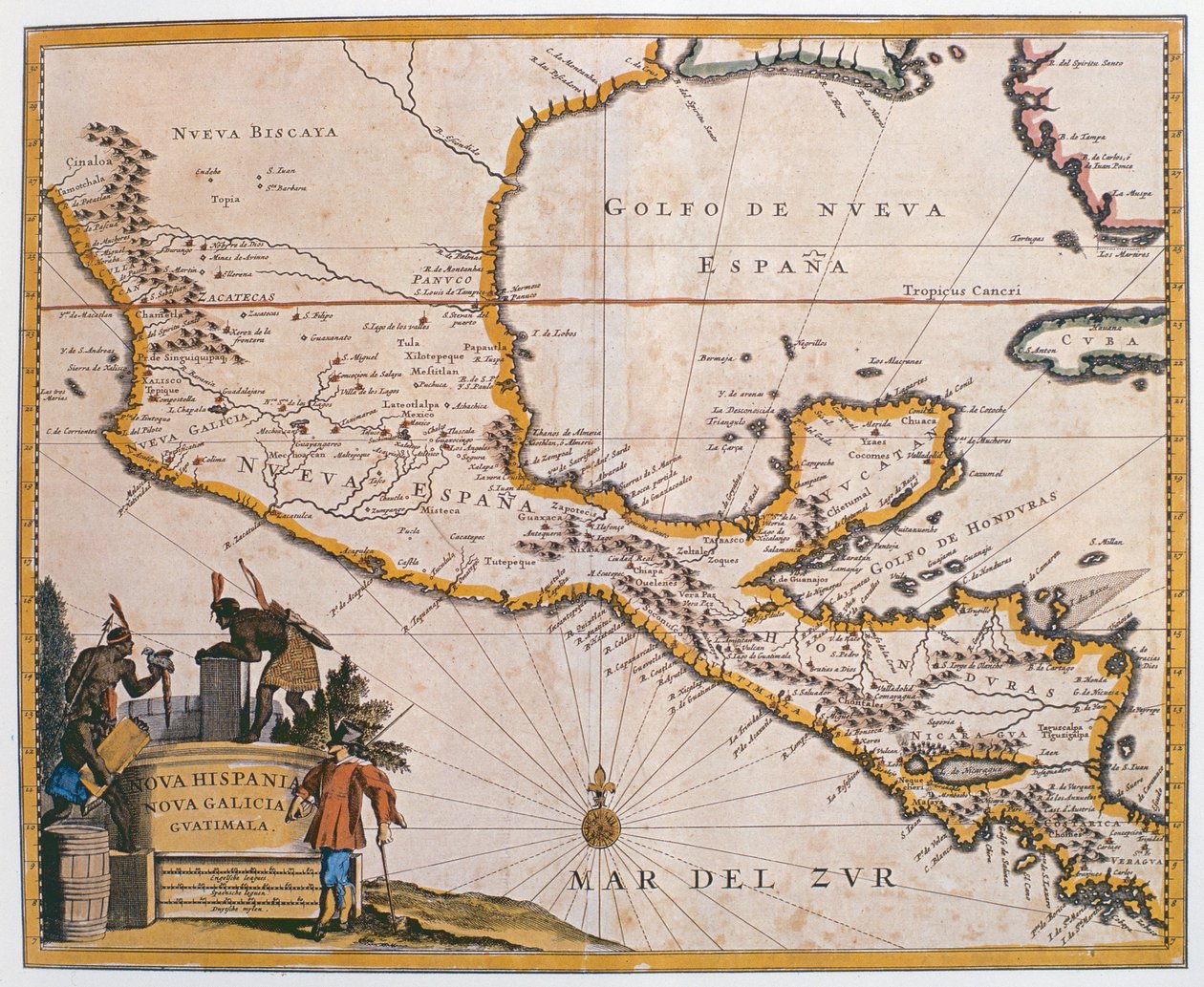 Új-Spanyolország, Új-Galícia és Guatemala térképe, 1625 alkotó: Spanish School