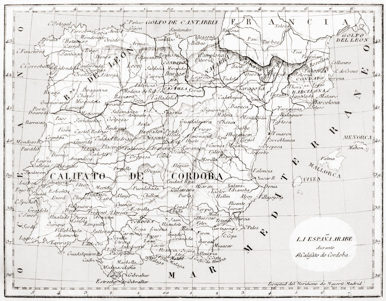 Spanyolország térképe, amelyen Cordoba kalifátusa látható alkotó: Spanish School