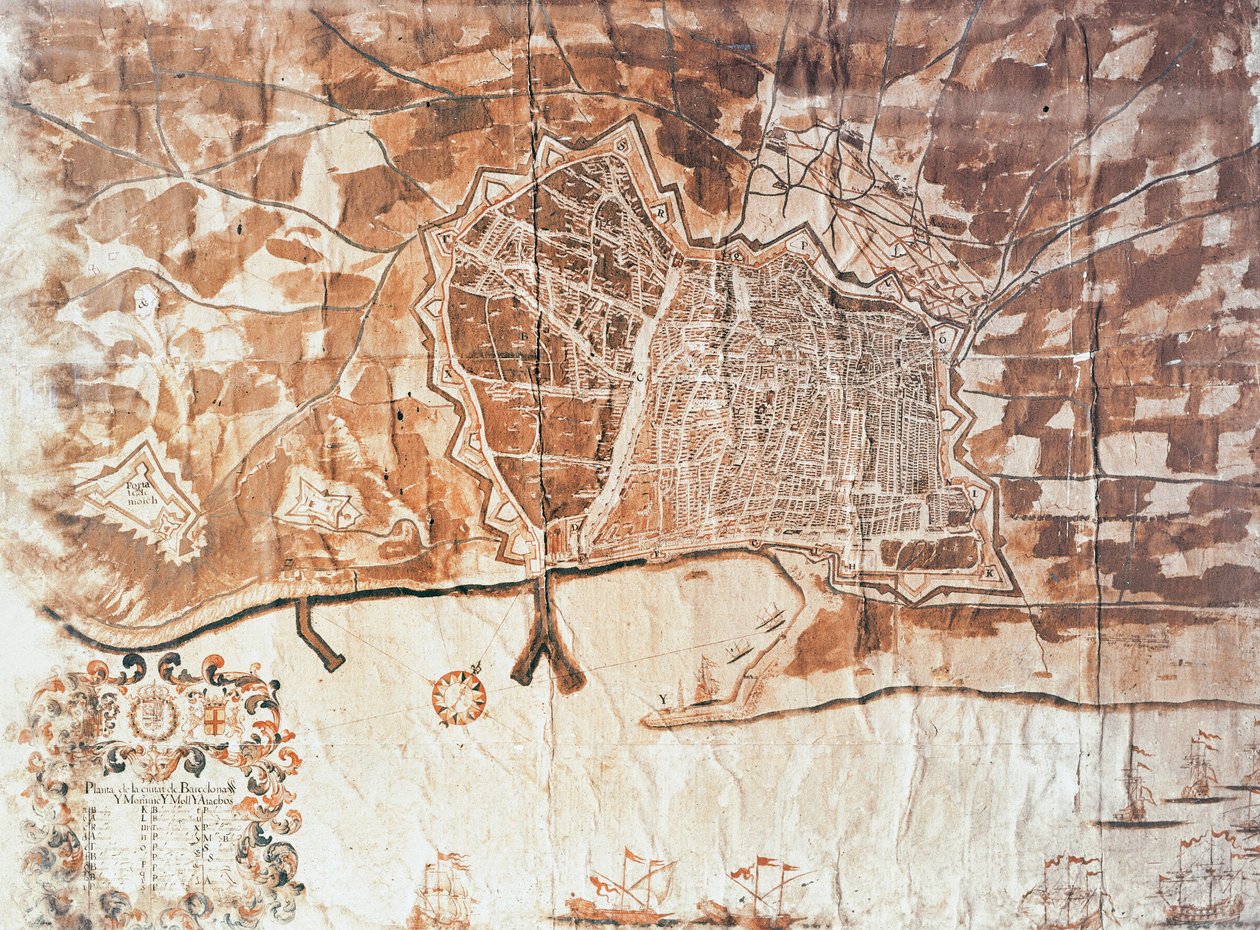 Barcelona városának térképe, 1697 alkotó: Spanish School